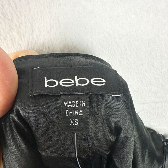 Bebe Wilderness Sequin Striped Mini Dress Size XS NEW V-Neck Bodycon Party - Picture 6 of 8